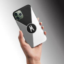 Farbblock Schwarz-Weiß, einfarbig Mit Monogramm