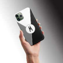 Farbblock Schwarz-Weiß, einfarbig Mit Monogramm