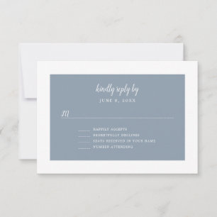 Farbblock staubblaues RSVP anpassbare Farbe Karte