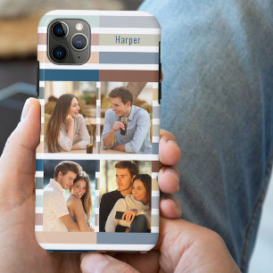 Farbblock Streifen 4 Foto und Name Case-Mate iPhone Hülle