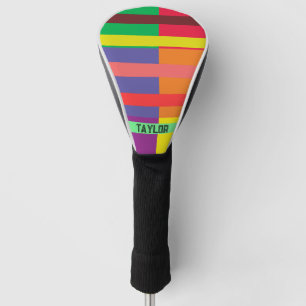 Farbblock Streifen Monogramm Name Regenbogen Golf Headcover