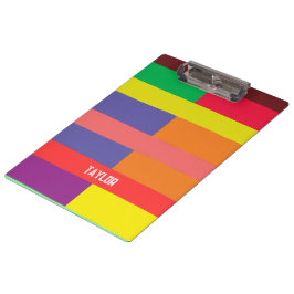 Farbblock Streifen Monogramm Name Regenbogen Klemmbrett