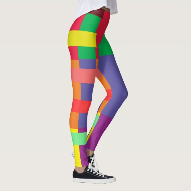 Farbblock Streifen Regenbogen Leggings (Rechts)