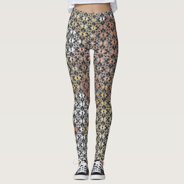 Farbblock und Blume Leggings (Vorderseite)