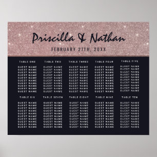 Farbblockdiagramm für Navy Rose Gold Glitzer Poster