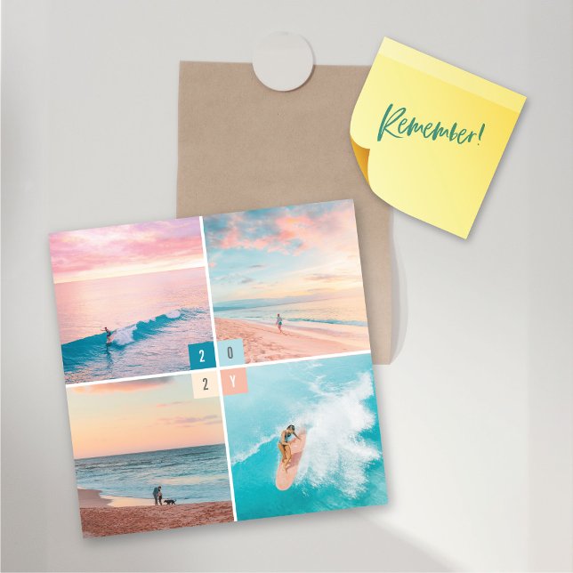 Farbblöcke 2025 Neujahr 4 Foto Magnetkarte (2025 Minimalist Color Blocks New Year 4 Photo Magnetic Card @ fat_fa_tin)