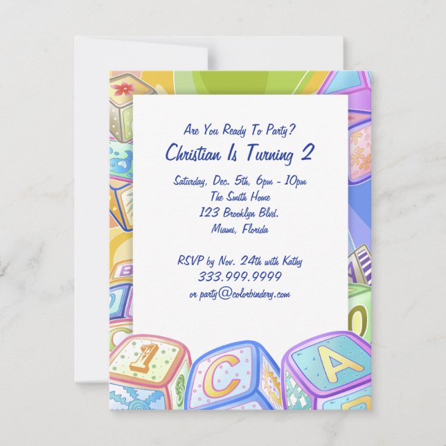 Farbblöcke 4,25 x 5,5 Zoll Einladung (Vorderseite)