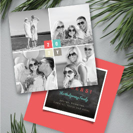 Farbblöcke für das neue Jahr 2025 - Vier FotoColla Feiertagskarte