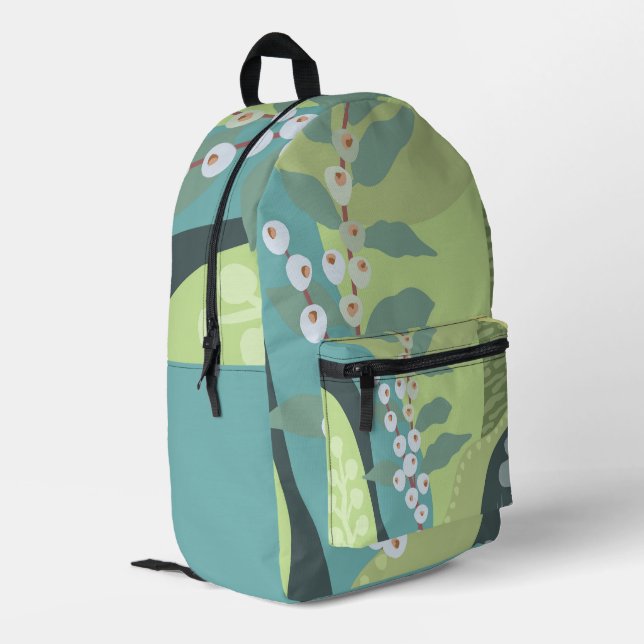 Farbblöcke für Weißberries Mixed Grüntöne Moderne  Bedruckter Rucksack (Rückseitige Ecke links)