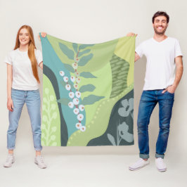 Farbblöcke für Weißberries Mixed Grüntöne Moderne  Fleecedecke