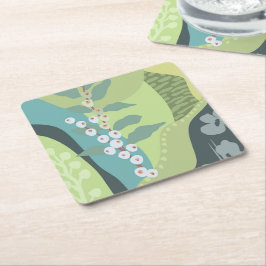 Farbblöcke für Weißberries Mixed Grüntöne Moderne  Rechteckiger Pappuntersetzer