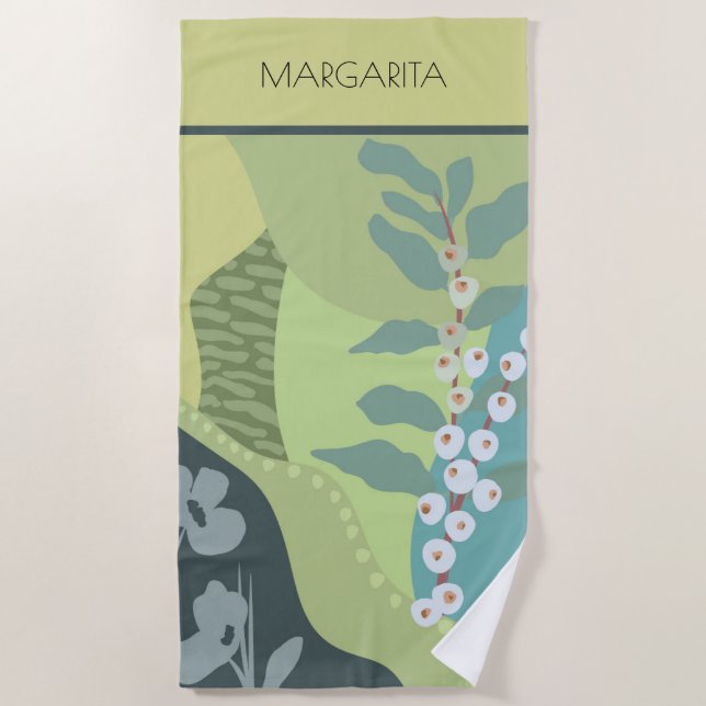 Farbblöcke für Weißberries Mixed Grüntöne Moderne  Strandtuch (Vorderseite)