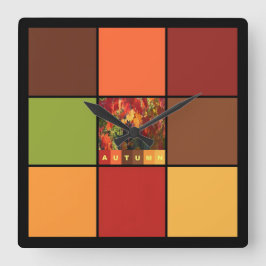 Farbblöcke im Herbst Quadratische Wanduhr