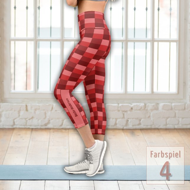 Farbblöcke mit roten Farbtönen Capri Leggings (Von Creator hochgeladen)