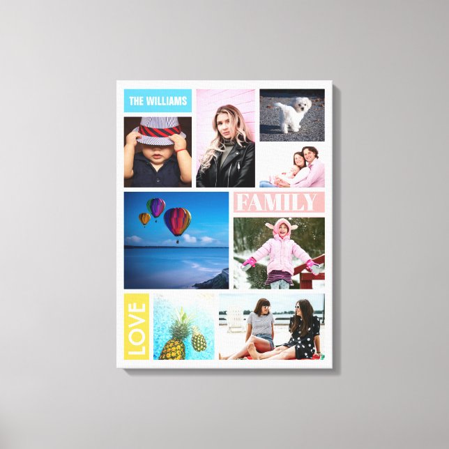 Farbblockfamilie Liebe 8 FotoCollage benannt Leinwanddruck (Vorderseite)