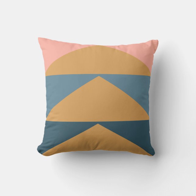 Farbblockgeometrische Kunst in Navy Blue und Gold Kissen (Vorderseite)