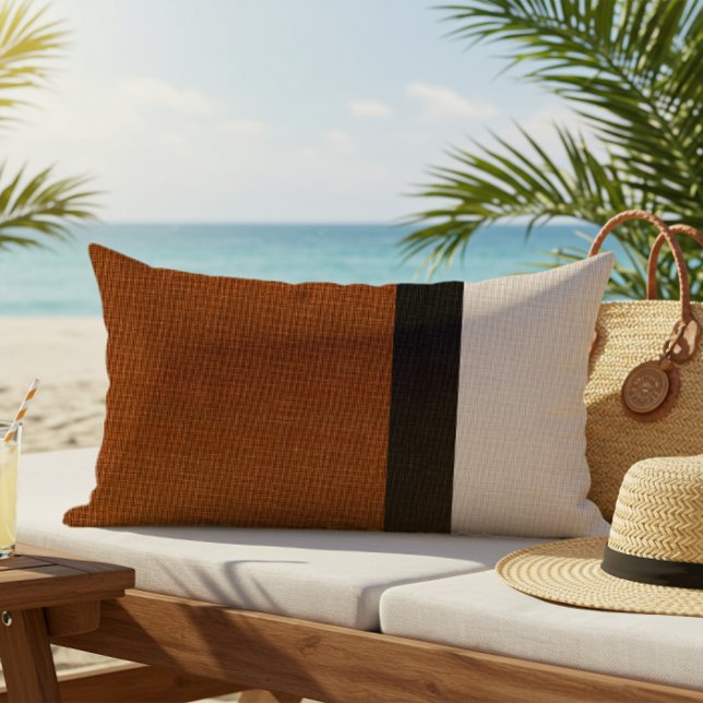 Farbblockhandtücher sehen im Schwarz-Beige-Außenbe Kissen Für Draußen (Von Creator hochgeladen)