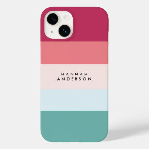Farbblockhorizontaler Streifen Rosa und grüne Mono Case-Mate iPhone 14 Hülle