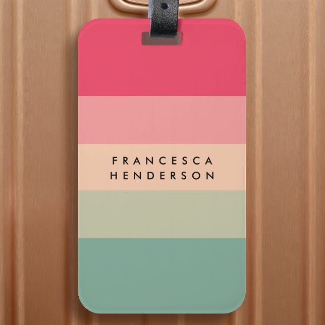 Farbblockhorizontaler Streifen Rosa und grüne Mono Gepäckanhänger (Von Creator hochgeladen)