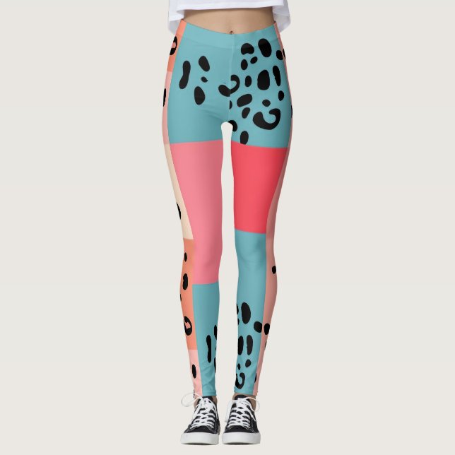 Farbblockleopard Druckmuster Leggings (Vorderseite)