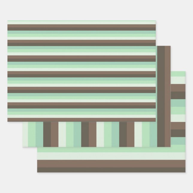 Farbblockstreifen mit Minze Chocolate Chip Geschenkpapier Set (Set)