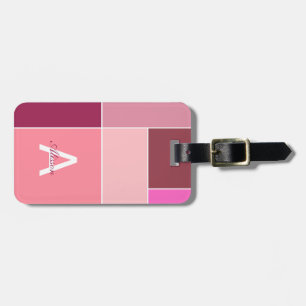 Farbblockstreifen Rosa Monogramm Gepäckanhänger