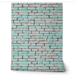 Farbbricks Muster Aquamarin Blau Weiß Grau Tapete