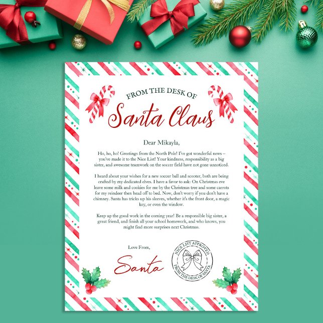 Farbbrief vom Weihnachtsmann für Kinder (Watercolor Letter From Santa Claus for Kids)