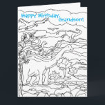 Farbbuch Dinosaurier Happy Geburtstag Grandson Karte<br><div class="desc">Eine schöne große Grandson-Grußkarte zum Geburtstag,  die sie mit Dinosauriern auf schroffen Bergen,  die mit Schwarz-Weiß-Kunst gezeichnet sind,  farbenfroh präsentieren kann. Sie können die Textnachricht und Farbe an Ihre Bedürfnisse anpassen. Stellen Sie sicher,  dass der Papiertyp "Matte" ist,  wenn er gekauft wurde,  um eine bessere Färbung zu erzielen.</div>