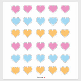 Farbcodiert Rosa blaues Orangenherz Aufkleber