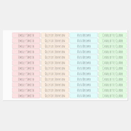 Farbcodierte Ästhetische Kinder Wasserfeste Namens Etiketten
