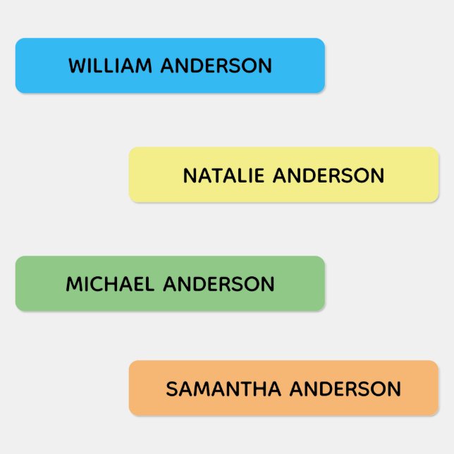 Farbcodierte Kinder Wassersicherer Name Etiketten (Gruppe)