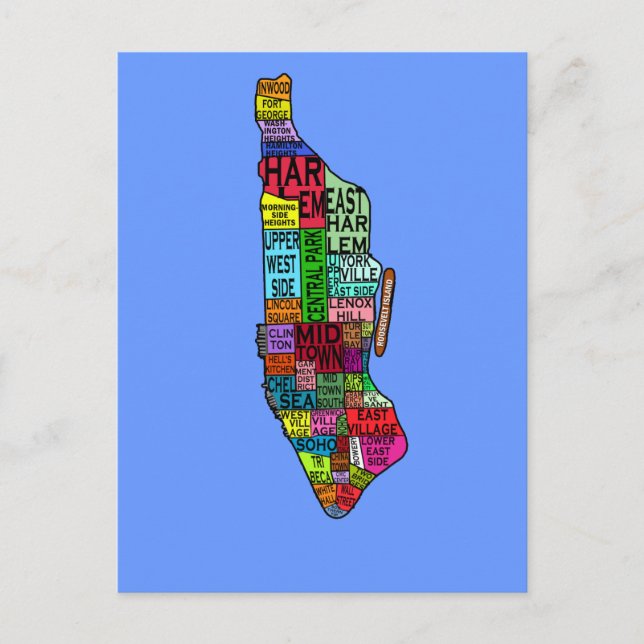 Farbcodierte Manhattan-NYC-Tshirts, Hoodies Postkarte (Vorderseite)