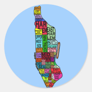 Farbcodierte Manhattan-NYC-Tshirts, Hoodies Runder Aufkleber
