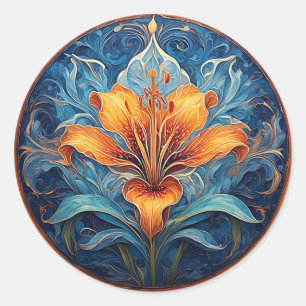 Farbdesign Mandala-Blume Runder Aufkleber