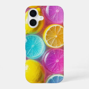 Farbdesign mit glänzender Textur und fruchtigen Zi iPhone 16 Hülle