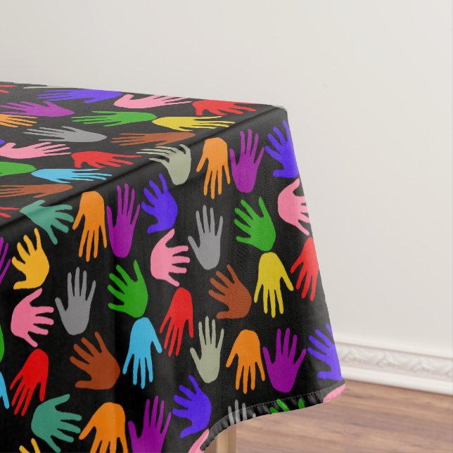 Farbdesign mit schwarzem Handabdruckmuster  Tischdecke (Beispiel)