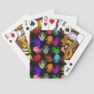 Farbdesign mit schwarzen Handabdrücken Spielkarten