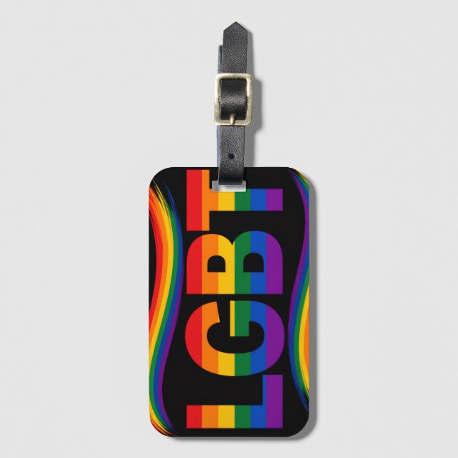 Farbdesign Regenbogen Herz LGBTQ+ Stolz Gepäckanhänger (Vorderseite Vertikal)