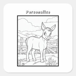FarbDonkey am Bauernhof personalisieren Quadratischer Aufkleber