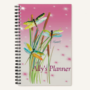 Farbdrachenfliege Pink Personalisierter Planer Notizbuch