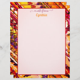 Farbdrucker in Orange und Rot, Abstrakte Wasserfar Briefbogen