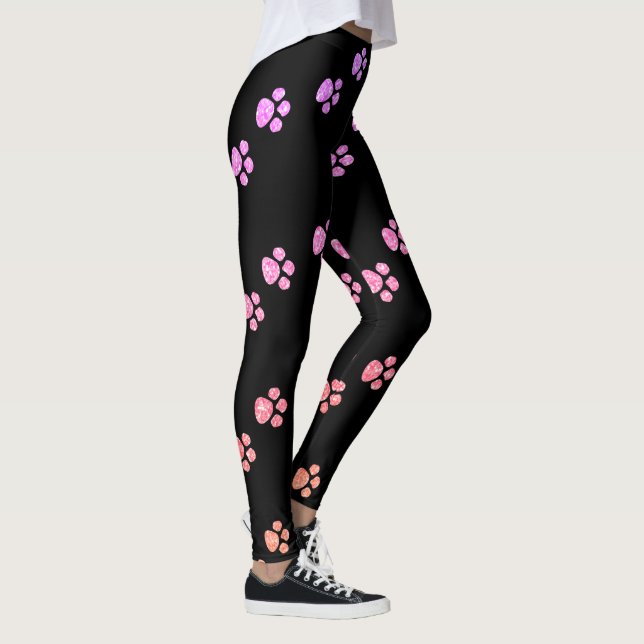 Farbdruckmuster Pink Rose Gold Glitzer Black Leggings (Rechts)