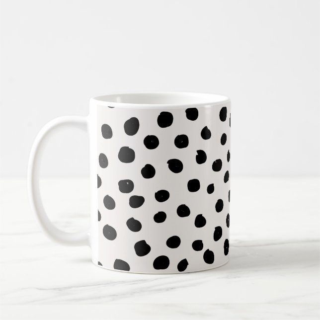 Farbdruckpunkte Schwarz-Weiß-Dalmatiner Kaffeetasse (Links)