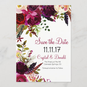 FARBE ÄNDERN - Florale Save-the-Date-Einladung Save The Date
