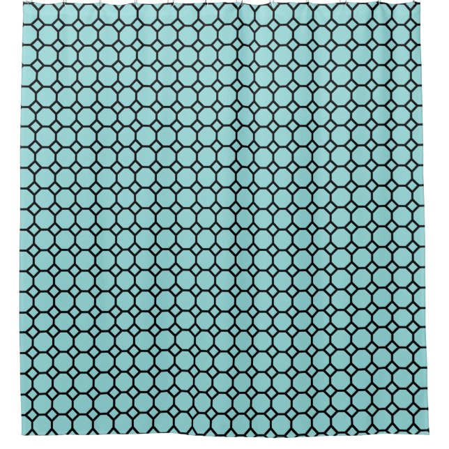Farbe ändern! Moderne Kreise Formmuster in Blau Duschvorhang (Vorderseite)