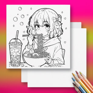 Farbe   Anime Ramen Themed Coloring Page Karte