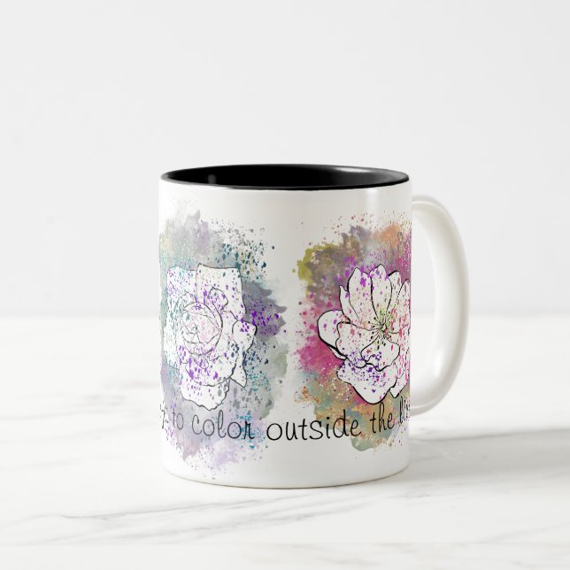 Farbe außerhalb der Blume Wasserfarbe Tasse (VorderseiteRechts)