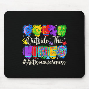 Farbe außerhalb der Linien Autismus Bewusstsein Au Mousepad