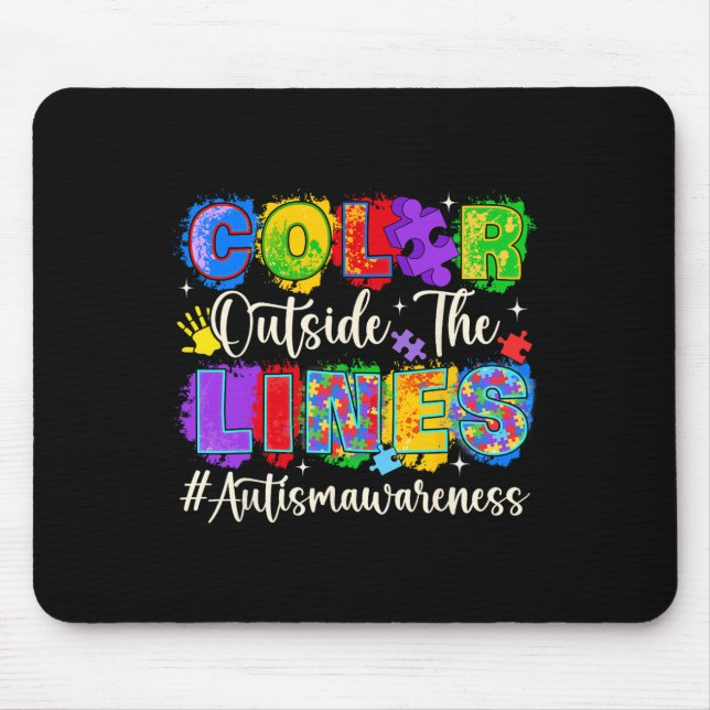 Farbe außerhalb der Linien Autismus Bewusstsein Au Mousepad (Vorne)